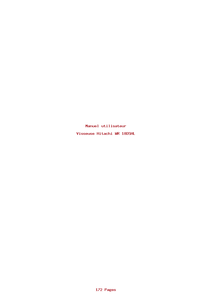 Page 1 de la notice Manuel utilisateur Hitachi WR 18DSHL