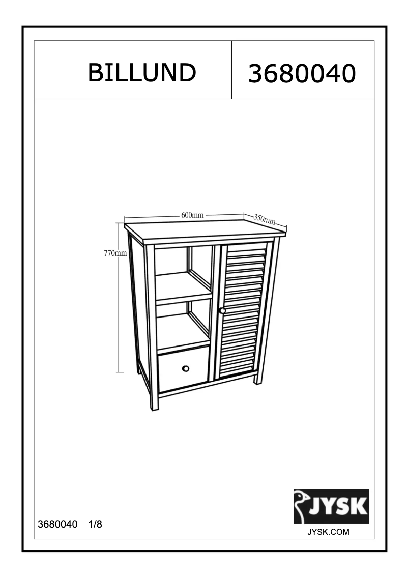 Page 1 de la notice Manuel utilisateur JYSK Billund (60x77x35)