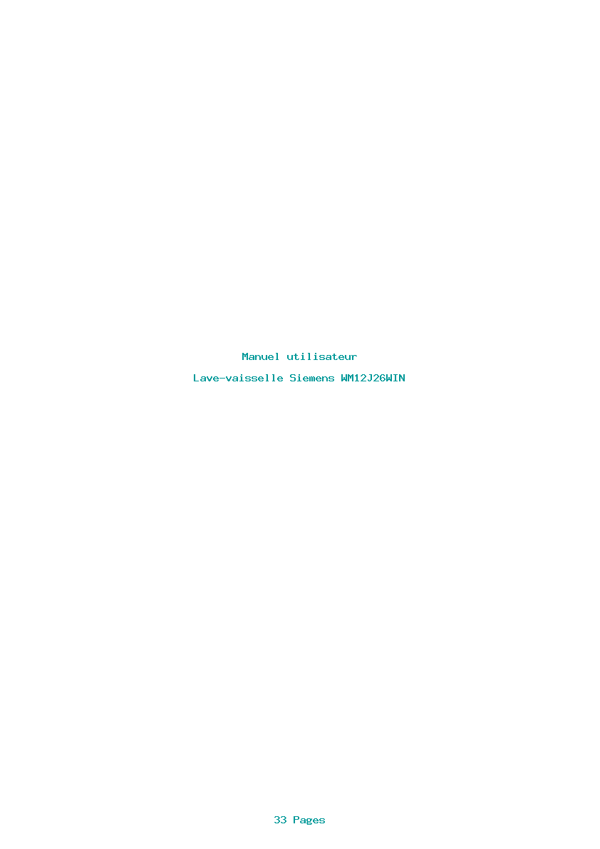 Page 1 de la notice Manuel utilisateur Siemens WM12J26WIN