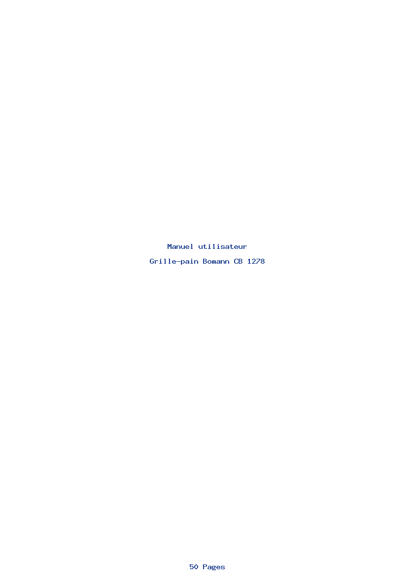 Page 1 de la notice Manuel utilisateur Bomann CB 1278
