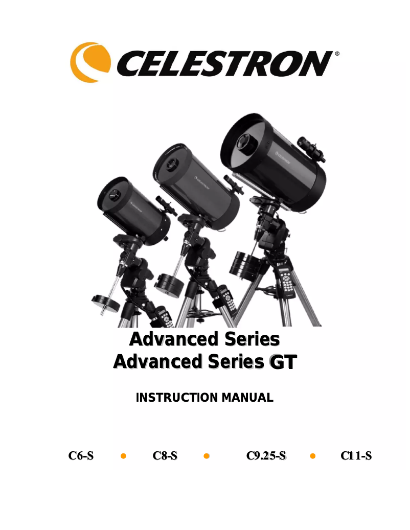 Page 1 de la notice Manuel utilisateur Celestron C8-SGT (XLT) Computerized