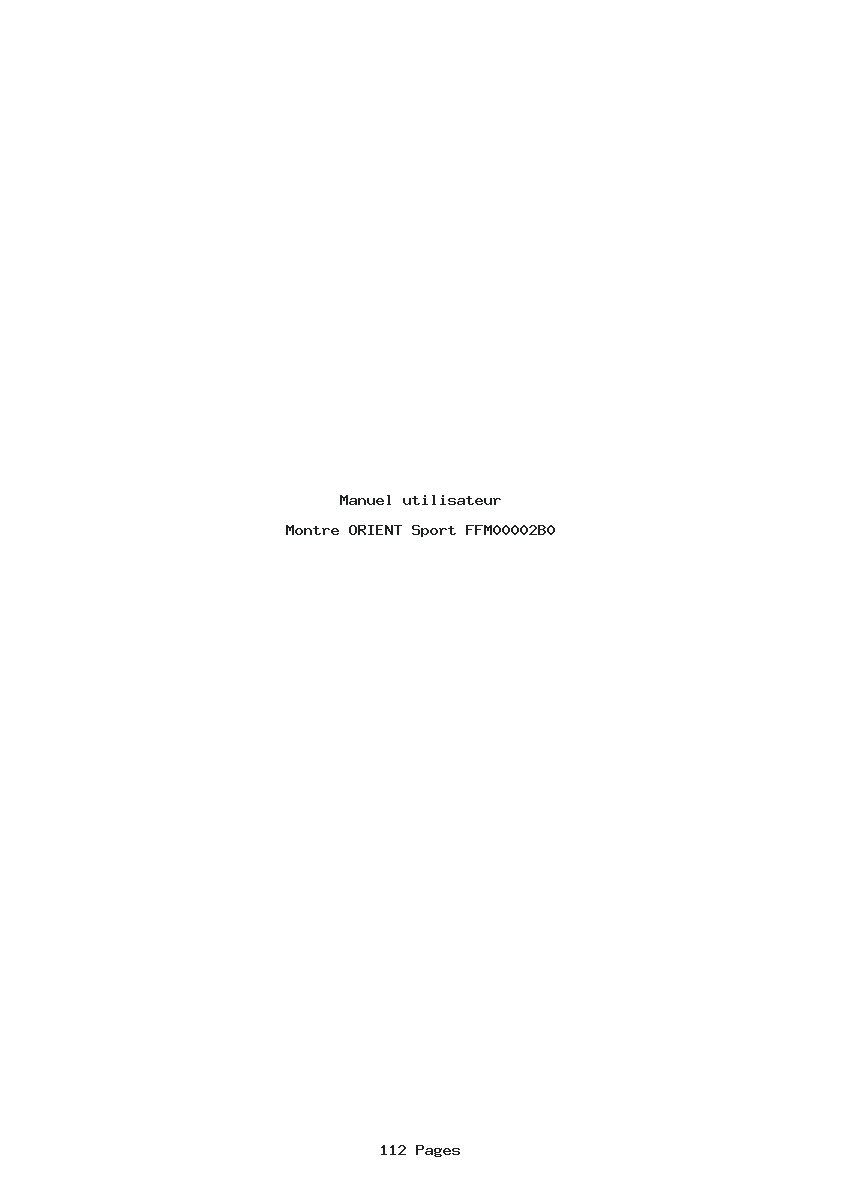 Page 1 de la notice Manuel utilisateur ORIENT Sport FFM00002B0