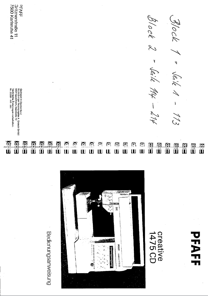 Página 1 del manual Manual de usuario Pfaff Creative 1475 CD