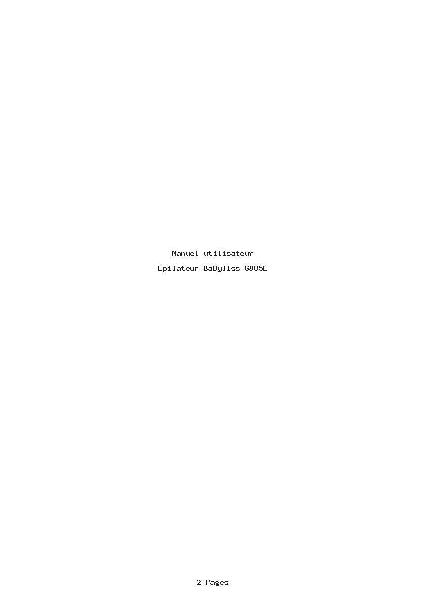 Page 1 de la notice Manuel utilisateur BaByliss G885E