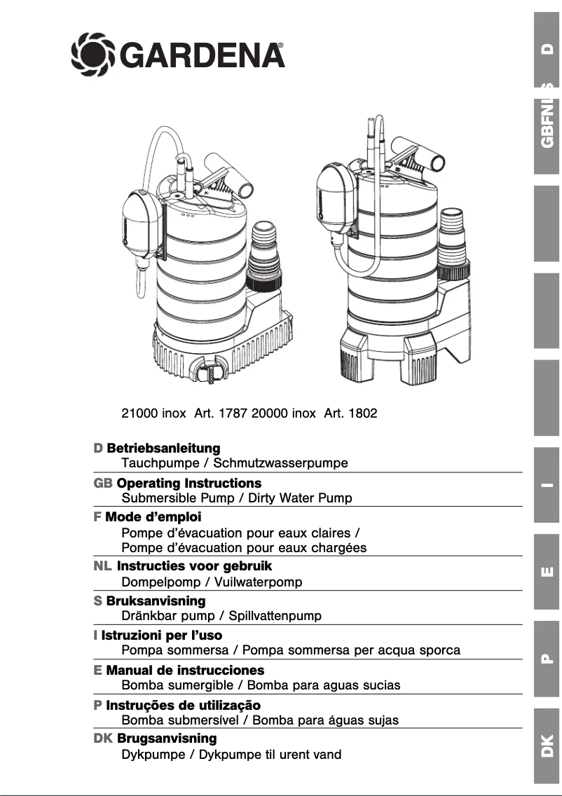Page 1 de la notice Manuel utilisateur Gardena 21000 inox