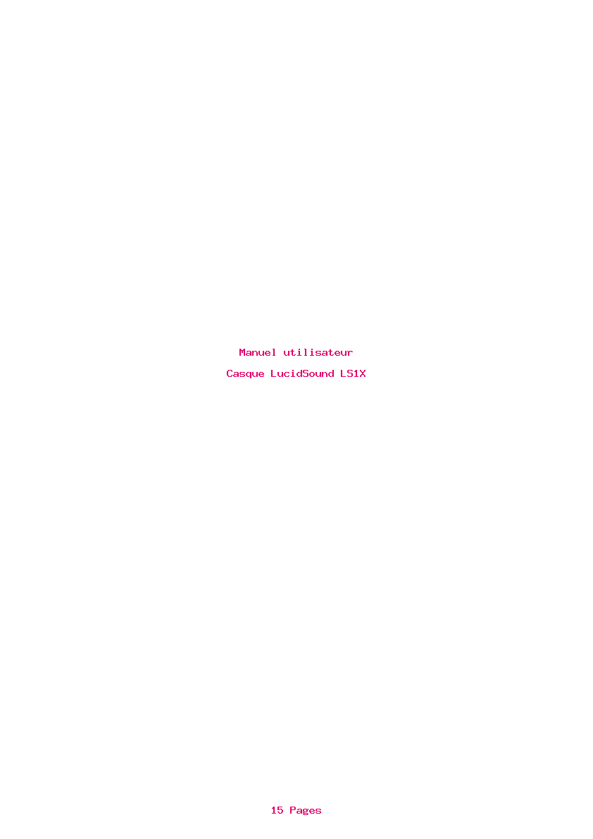 Page 1 de la notice Manuel utilisateur LucidSound LS1X