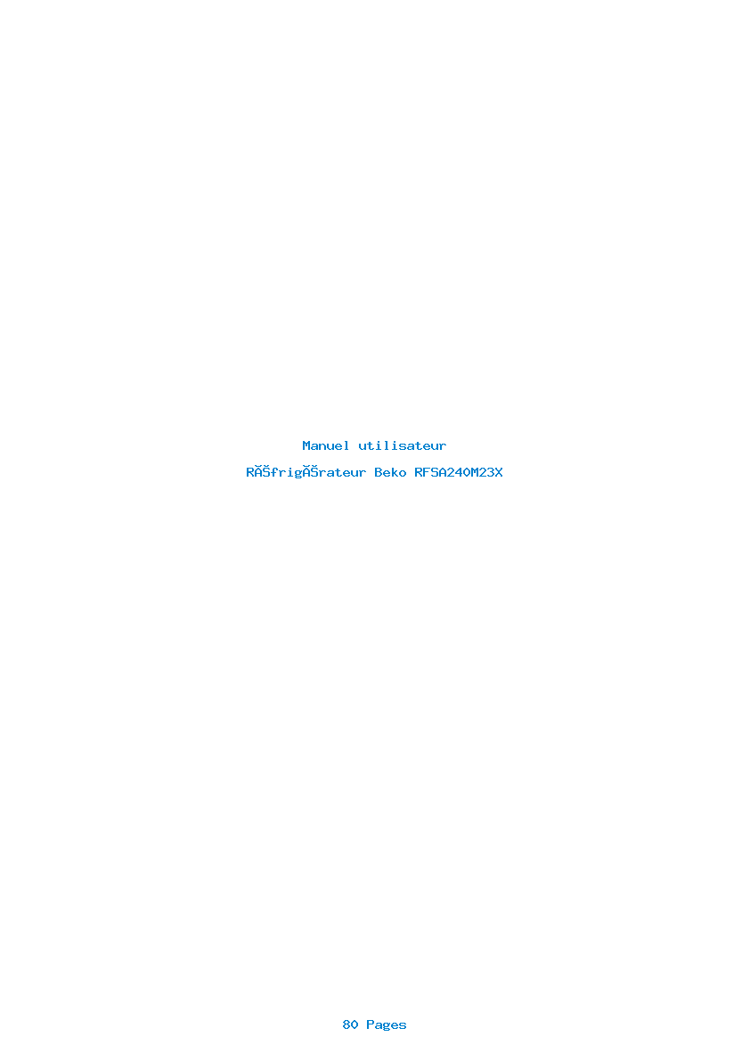 Page 1 de la notice Manuel utilisateur Beko RFSA240M23X