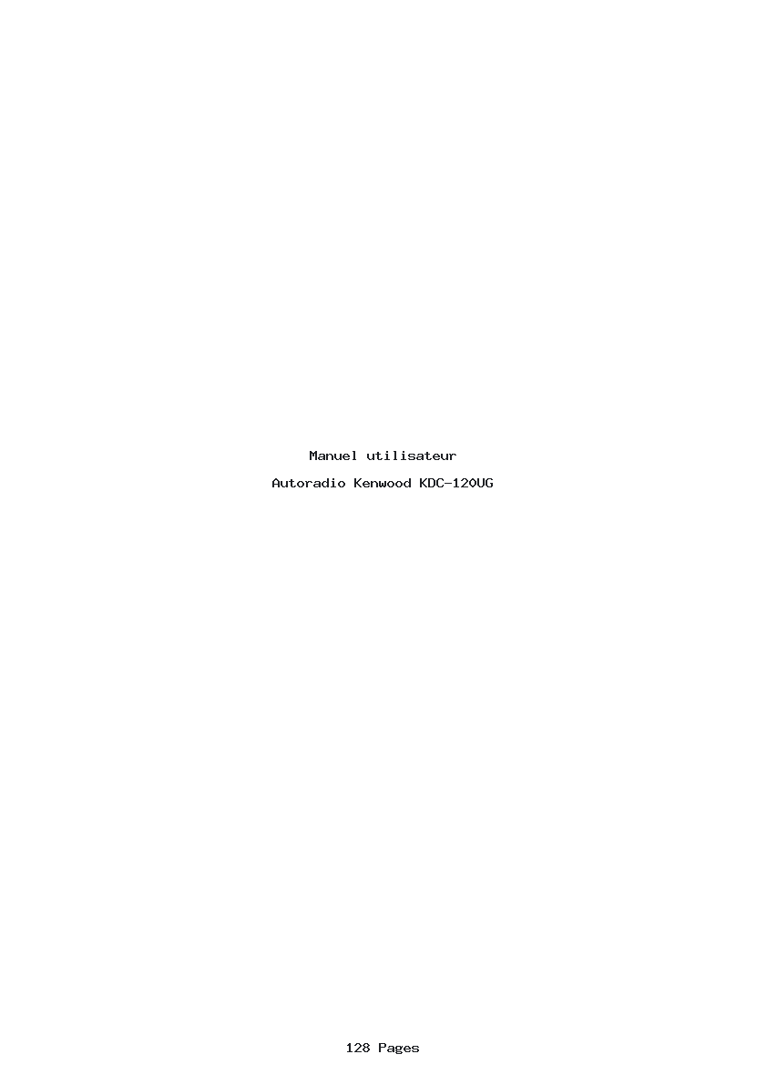 Page 1 de la notice Manuel utilisateur Kenwood KDC-120UG