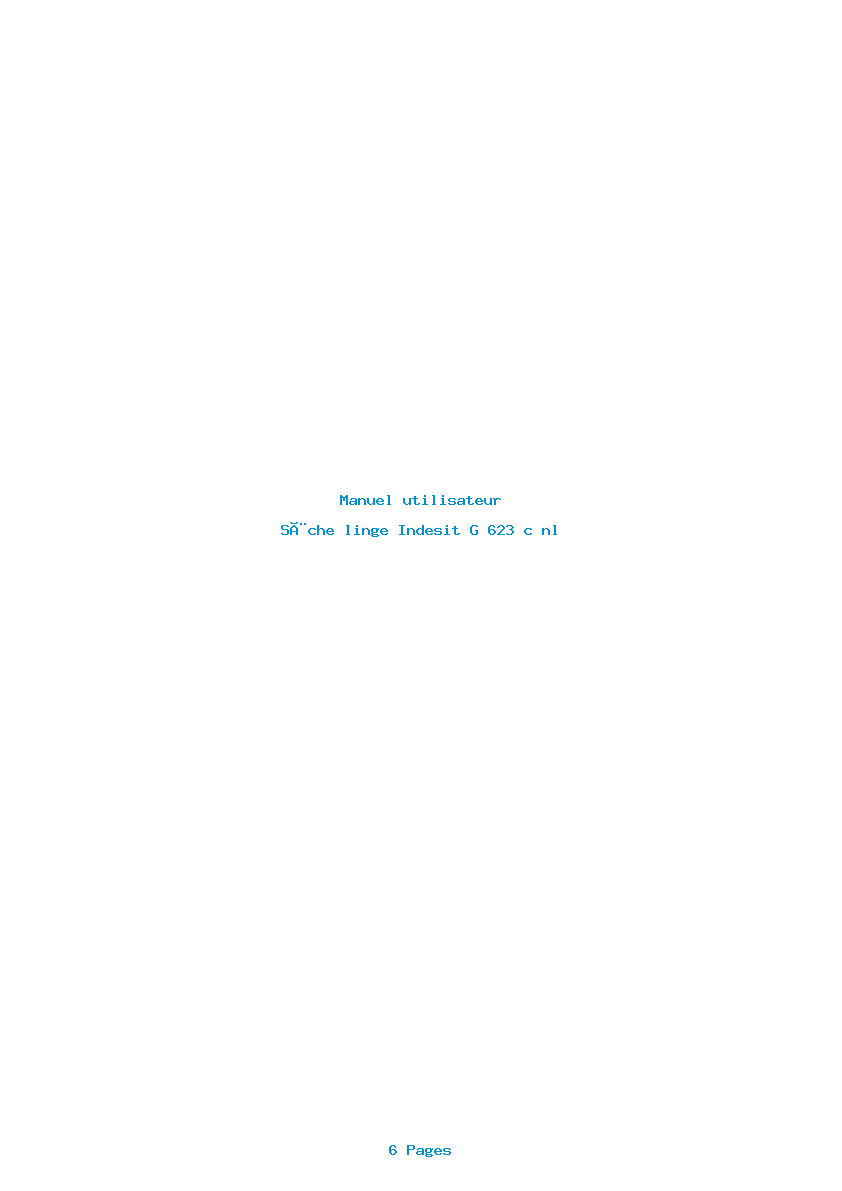 Page 1 de la notice Manuel utilisateur Indesit G 623 c nl