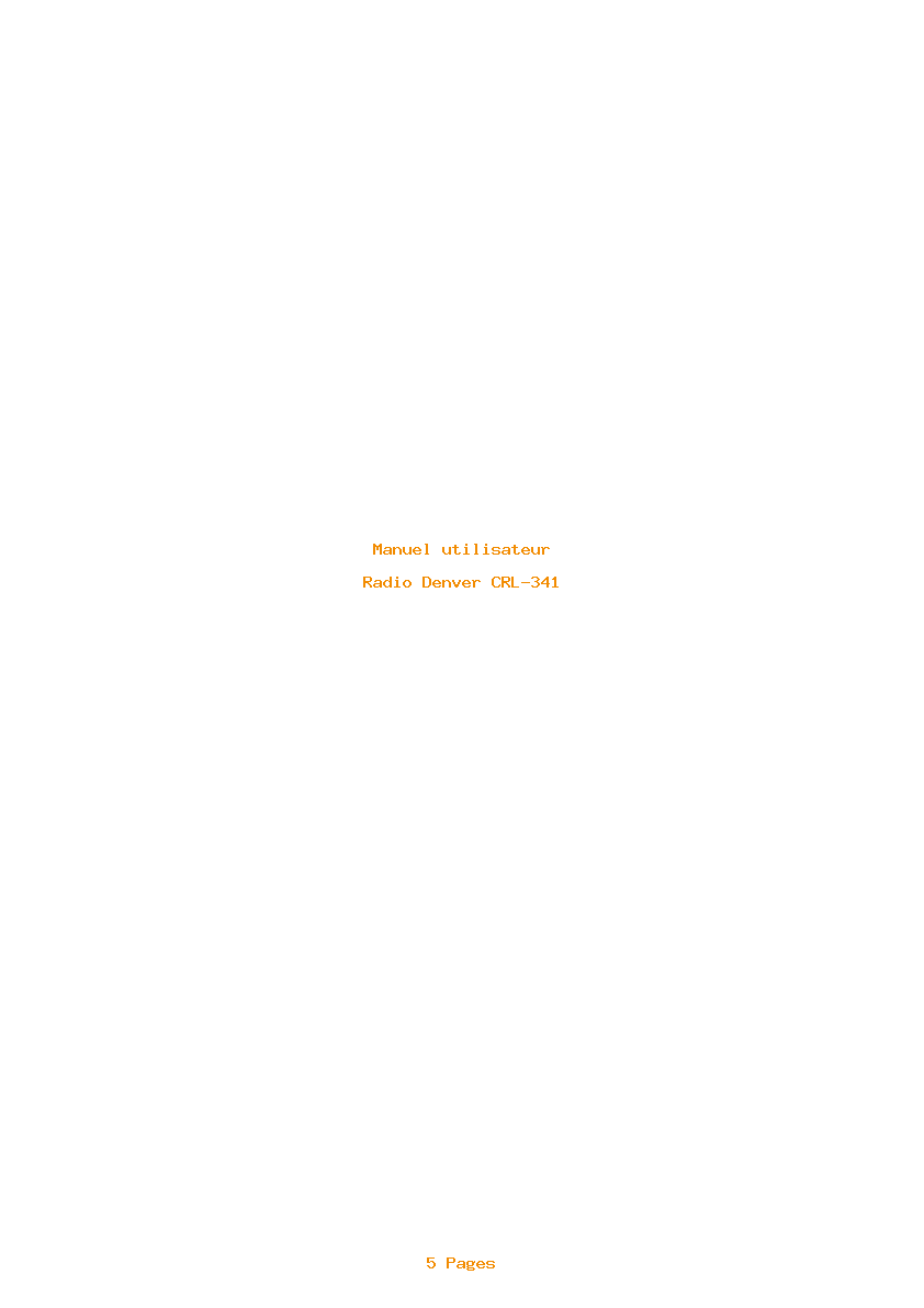 Page 1 de la notice Manuel utilisateur Denver CRL-341