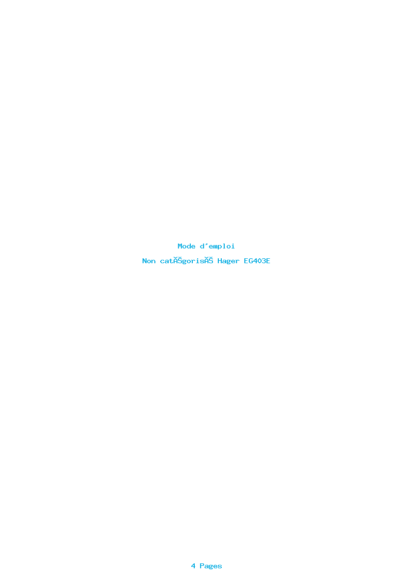 Page 1 de la notice Mode d'emploi Hager EG403E