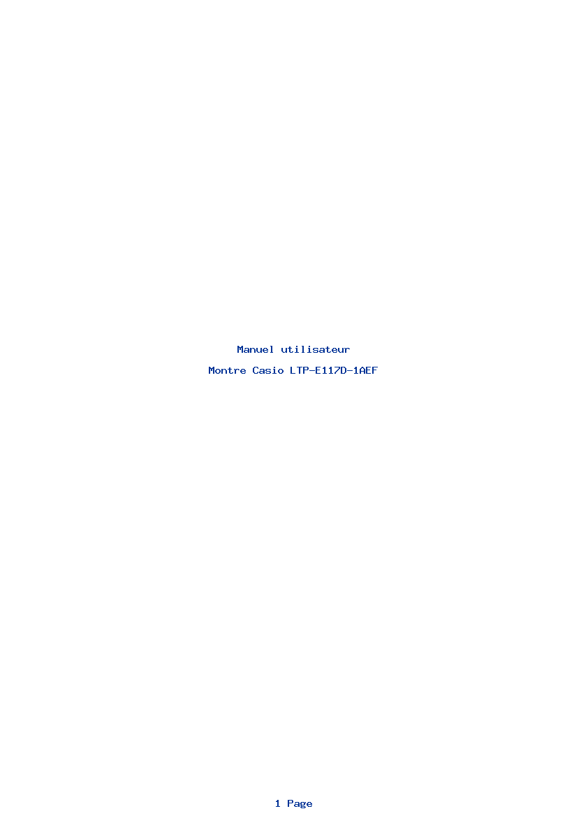 Page 1 de la notice Manuel utilisateur Casio LTP-E117D-1AEF