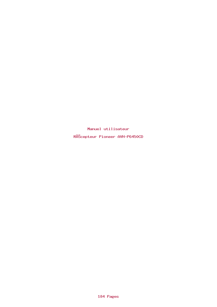 Page 1 de la notice Manuel utilisateur Pioneer AVH-P6450CD