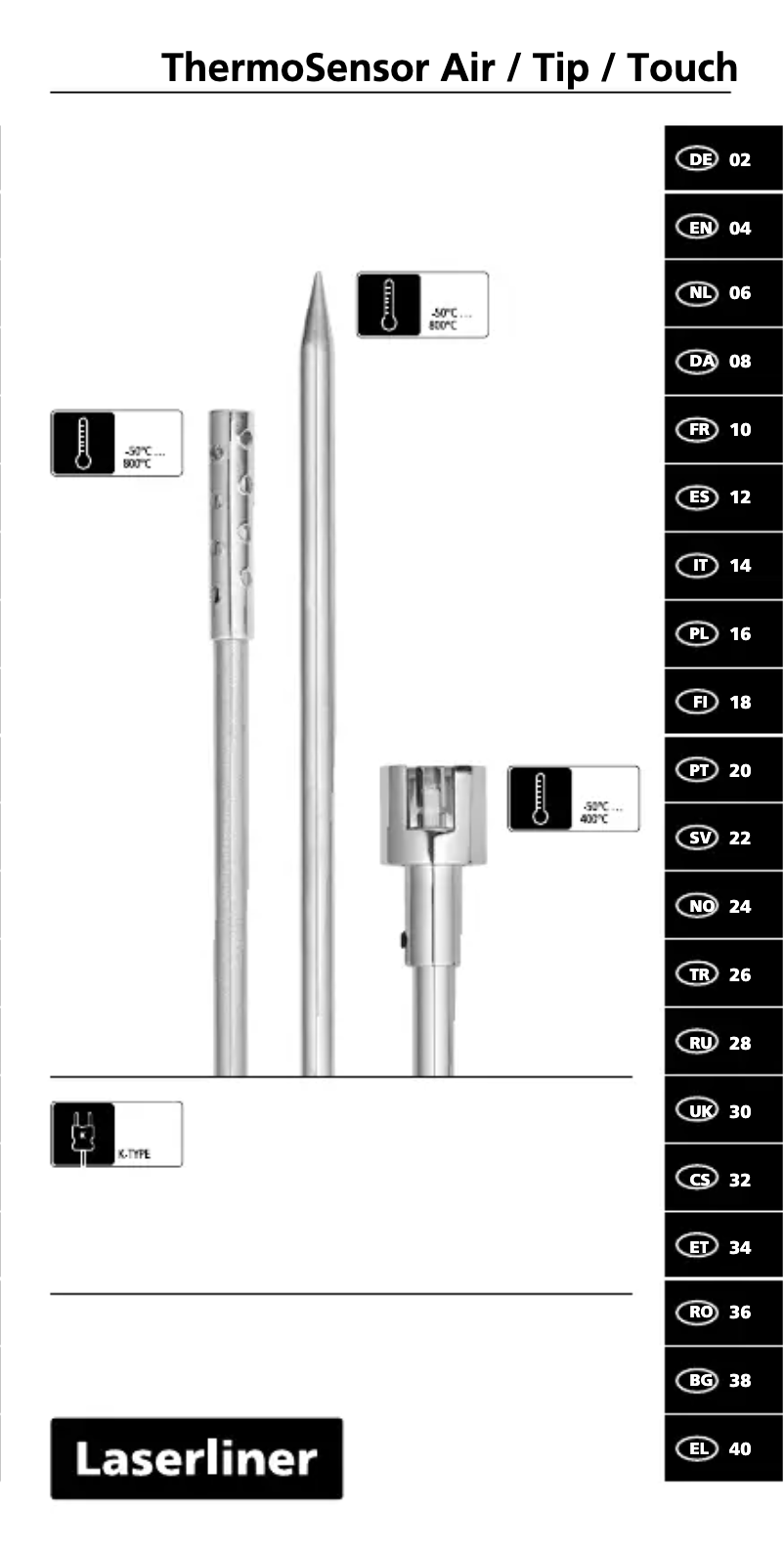 Page 1 de la notice Manuel utilisateur Laserliner ThermoSensor Touch