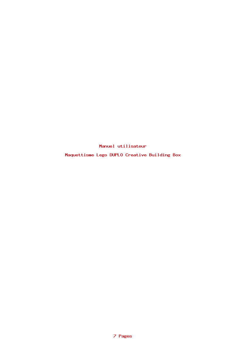 Page 1 de la notice Manuel utilisateur Lego DUPLO Creative Building Box