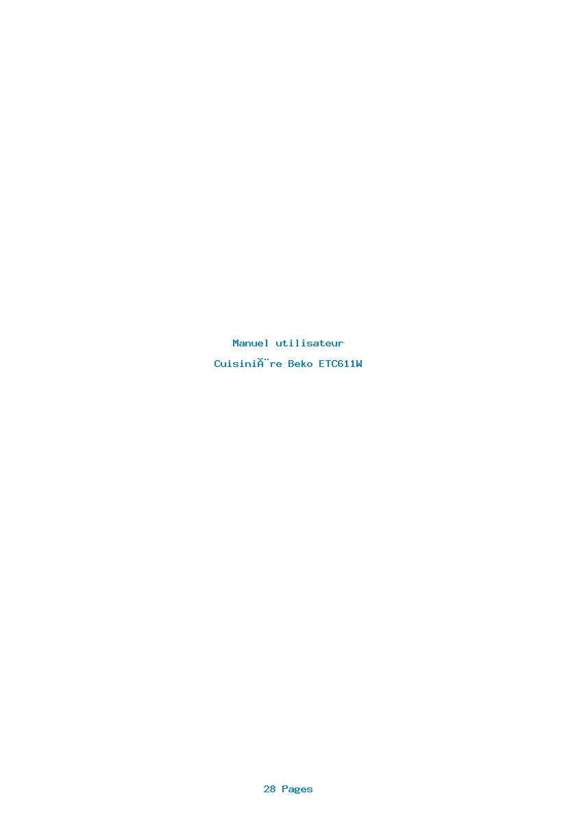 Page 1 de la notice Manuel utilisateur Beko ETC611W