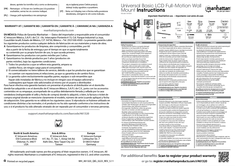 Page 1 de la notice Guide de démarrage rapide Manhattan 461320