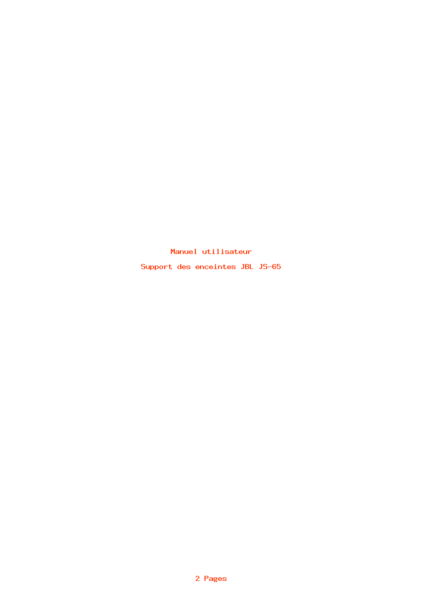 Page 1 de la notice Manuel utilisateur JBL JS-65