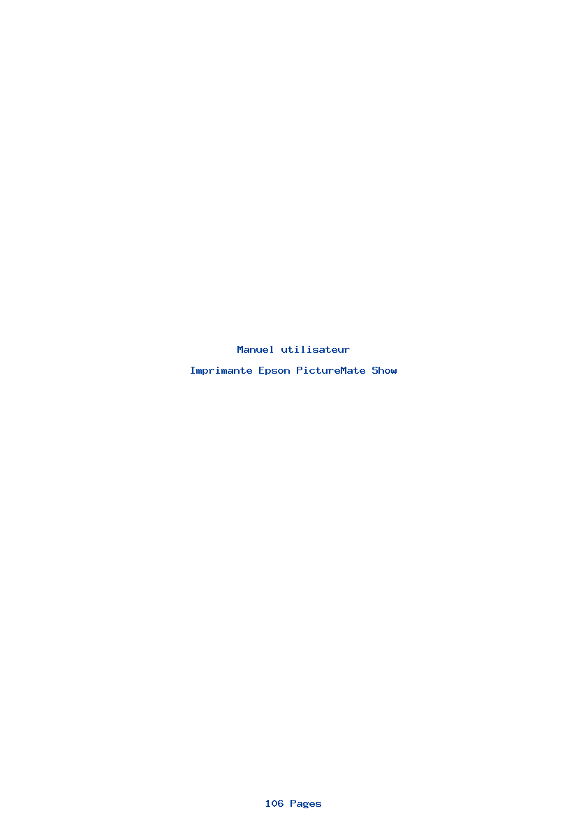 Page 1 de la notice Manuel utilisateur Epson PictureMate Show