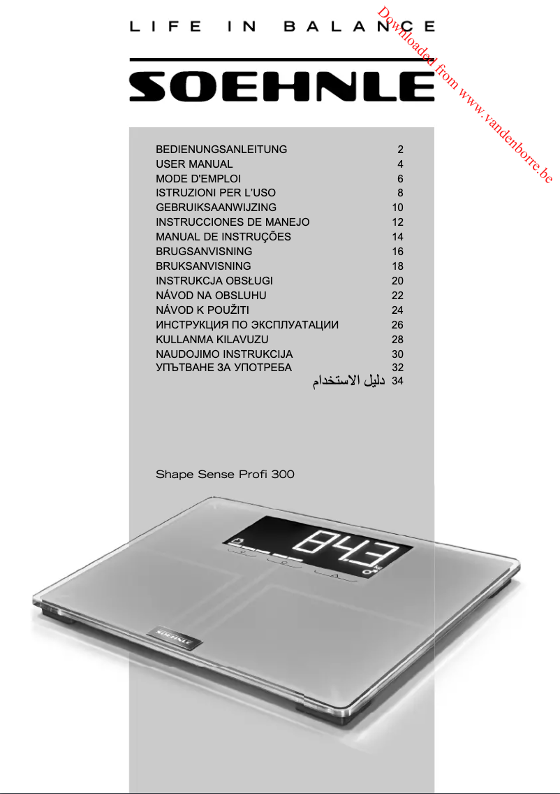 Page 1 de la notice Manuel utilisateur Soehnle Shape Sense Profi 300