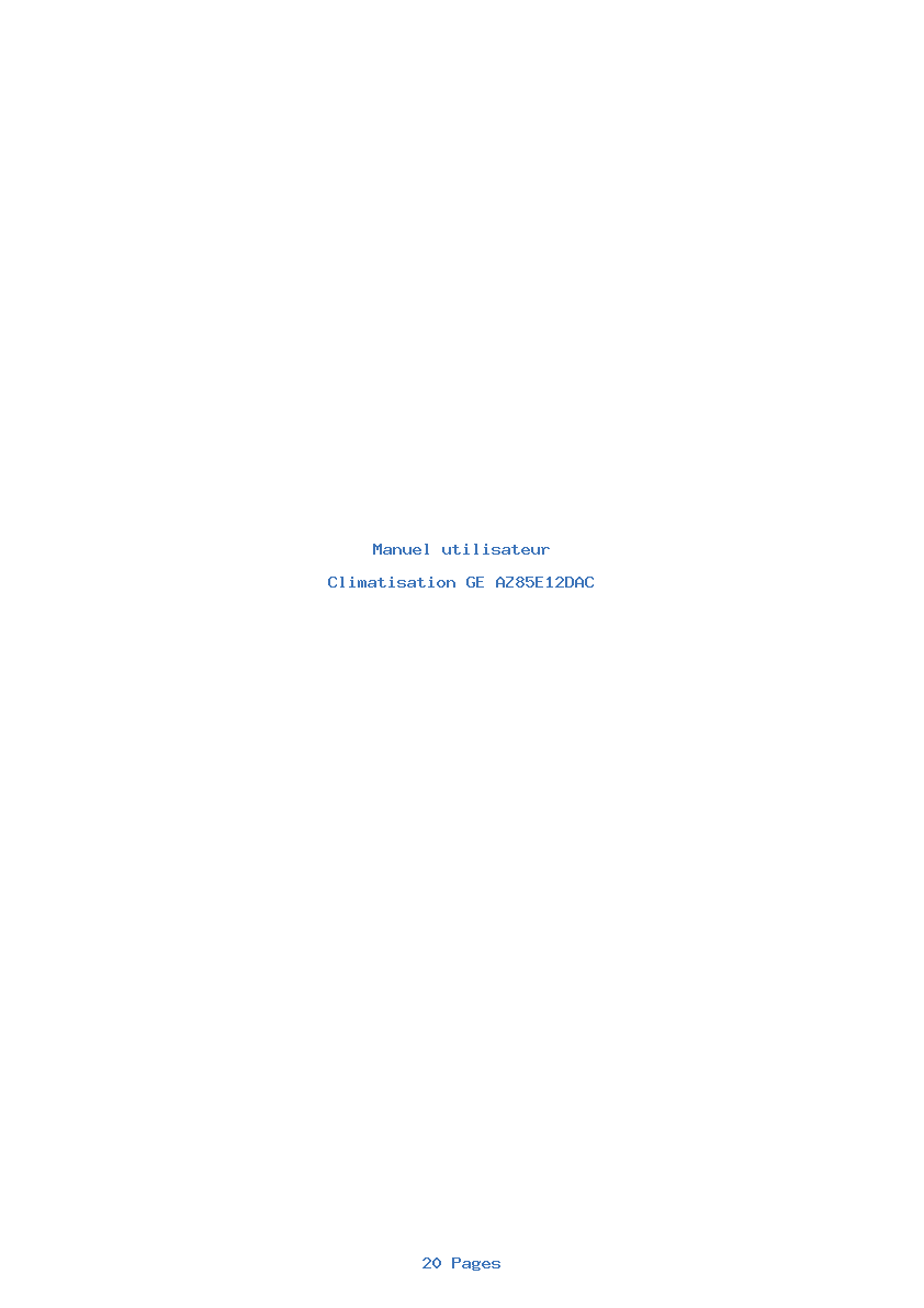 Page 1 de la notice Manuel utilisateur GE AZ85E12DAC