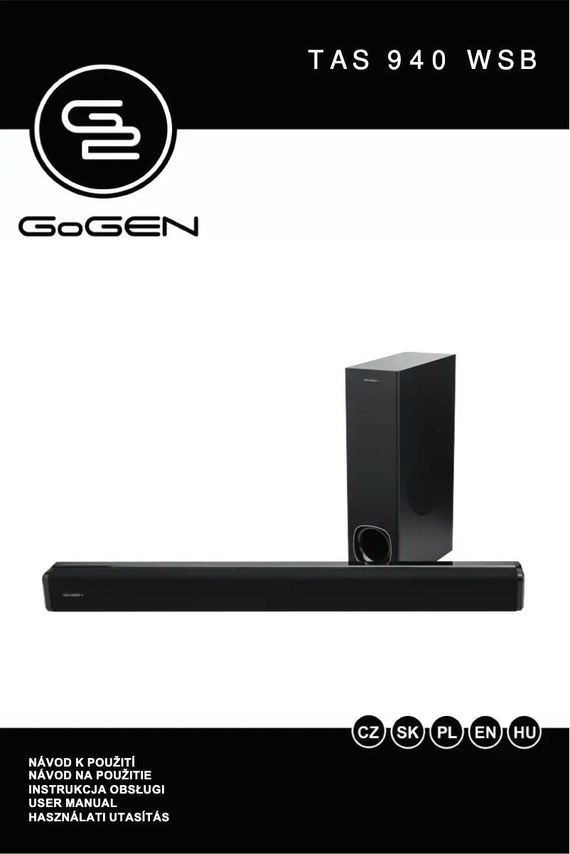 Page 1 de la notice Manuel utilisateur GoGen TAS 940 WSB
