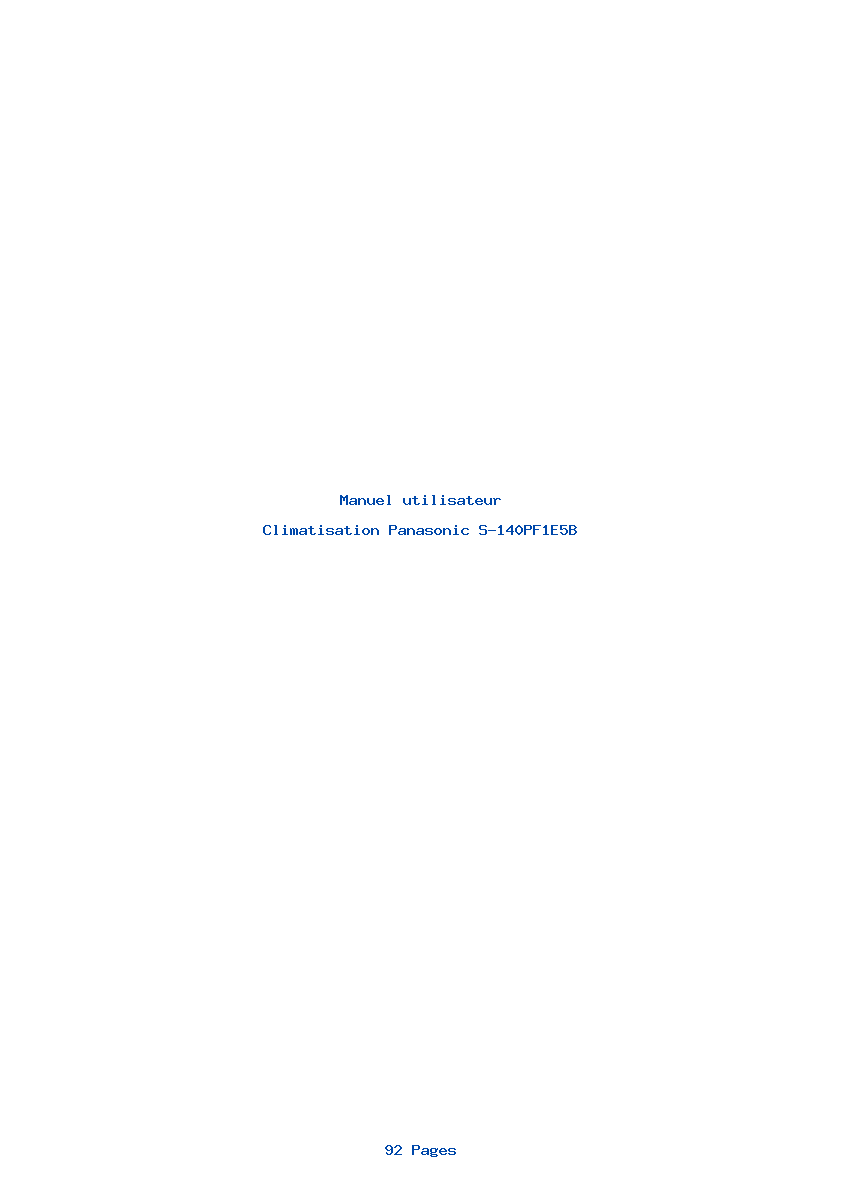 Page 1 de la notice Manuel utilisateur Panasonic S-140PF1E5B