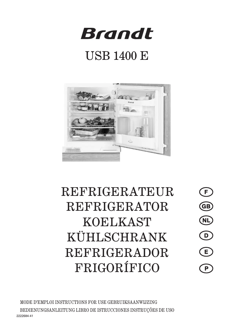 Page 1 de la notice Manuel utilisateur Brandt USB1400E