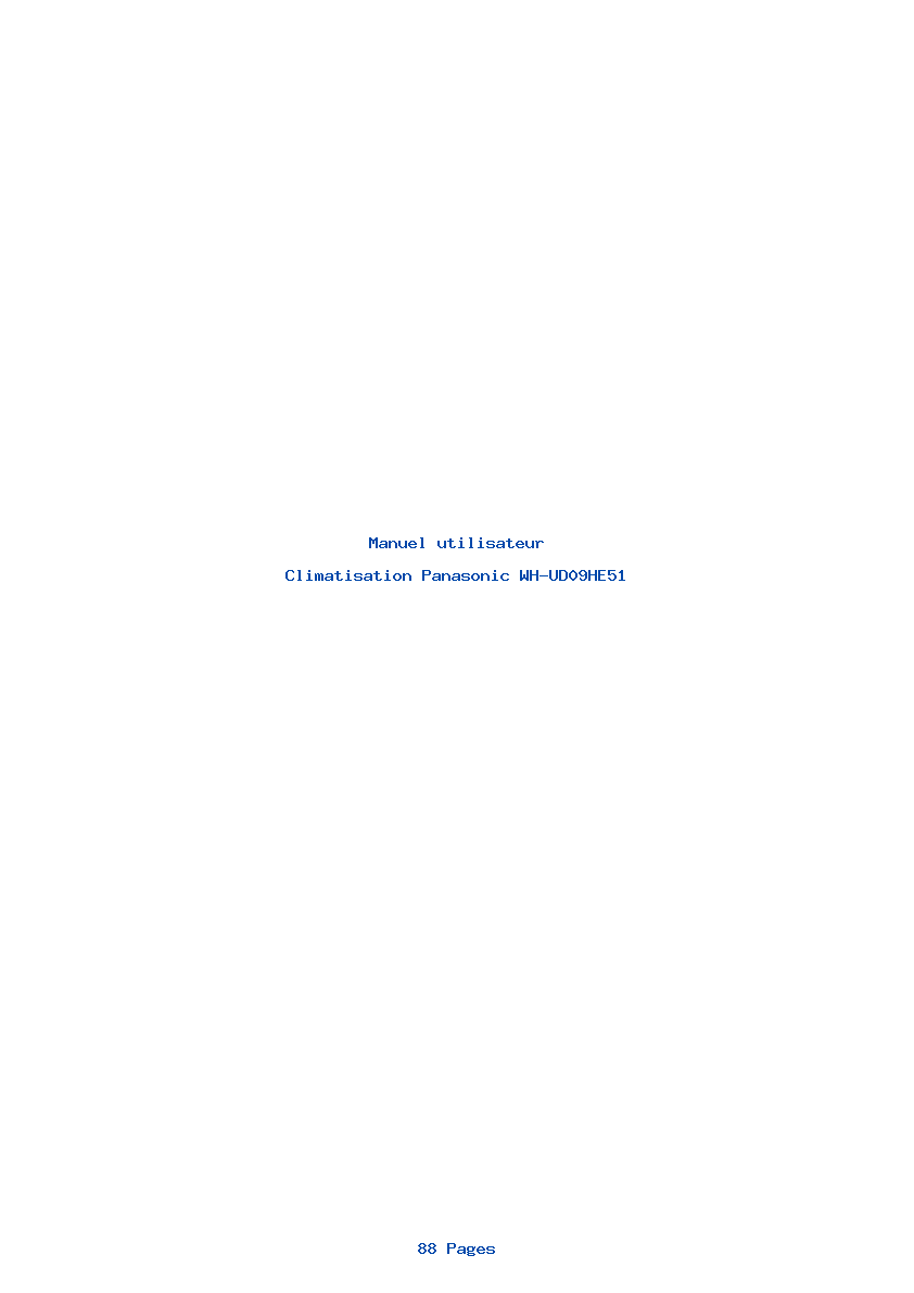 Page 1 de la notice Manuel utilisateur Panasonic WH-UD09HE51