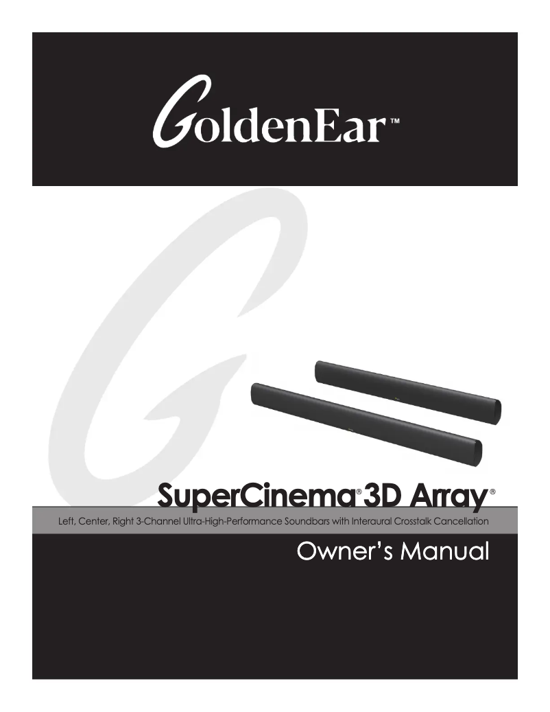Page 1 of the manual User Manual GoldenEar SuperCinema 3D Array