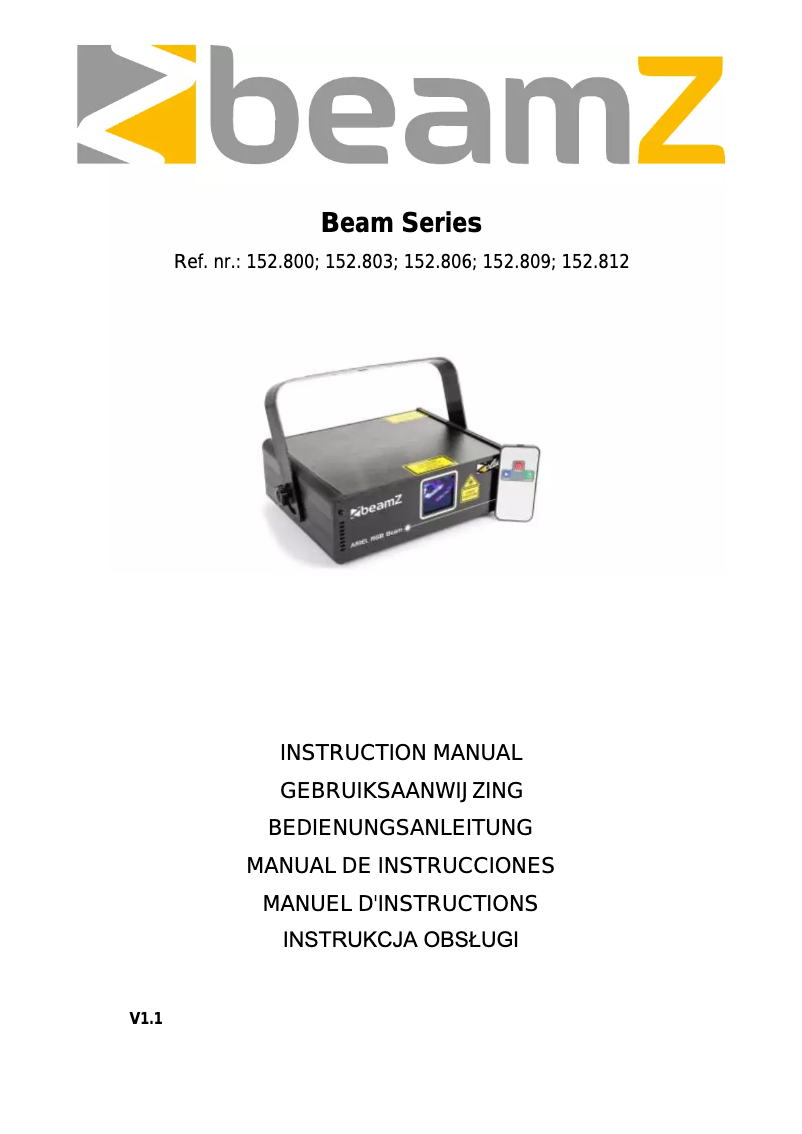 Page 1 de la notice Manuel utilisateur BeamZ Prospero II
