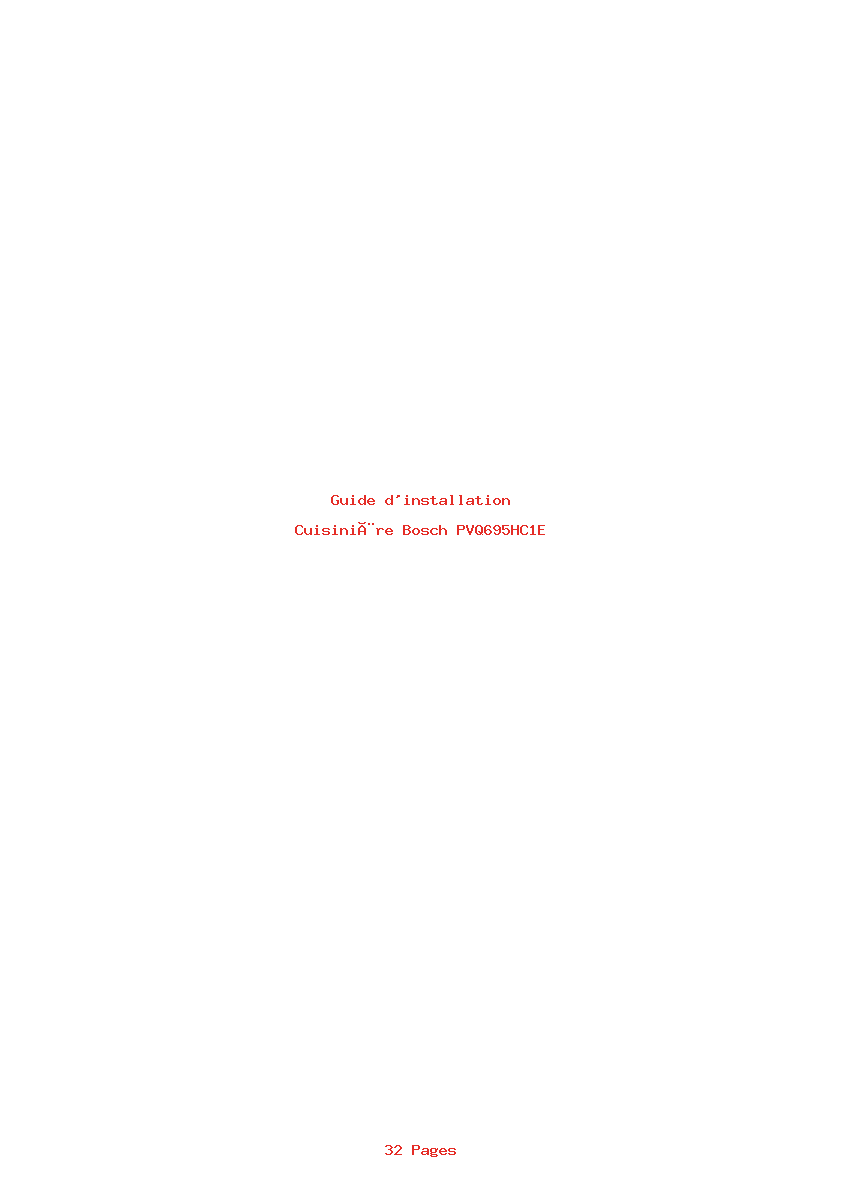 Page 1 de la notice Guide d'installation Bosch PVQ695HC1E