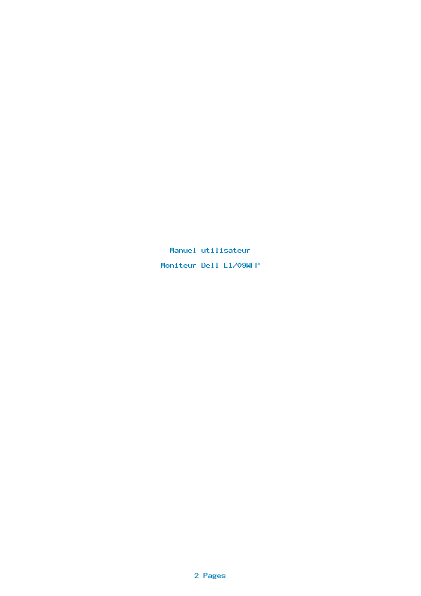 Page 1 de la notice Manuel utilisateur Dell E1709WFP