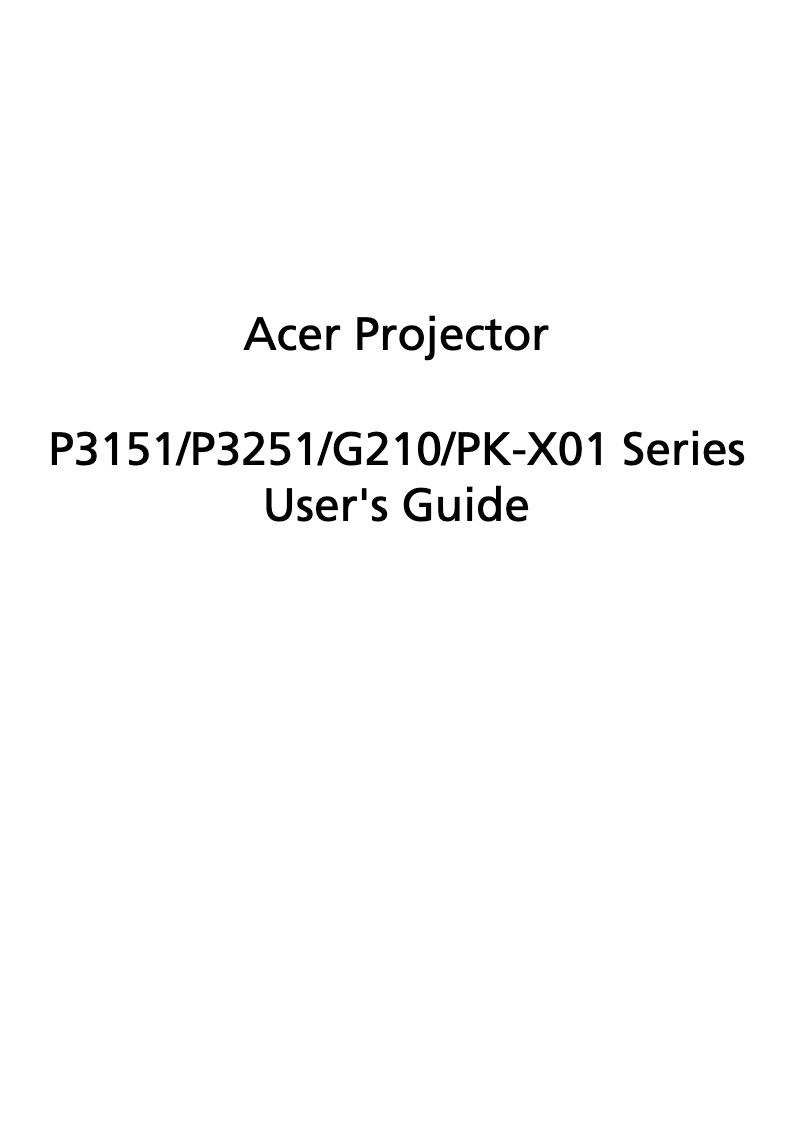 Page 1 de la notice Manuel utilisateur Acer P3251