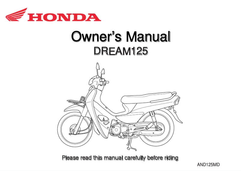 Page 1 de la notice Manuel utilisateur Honda DREAM125 (2021)