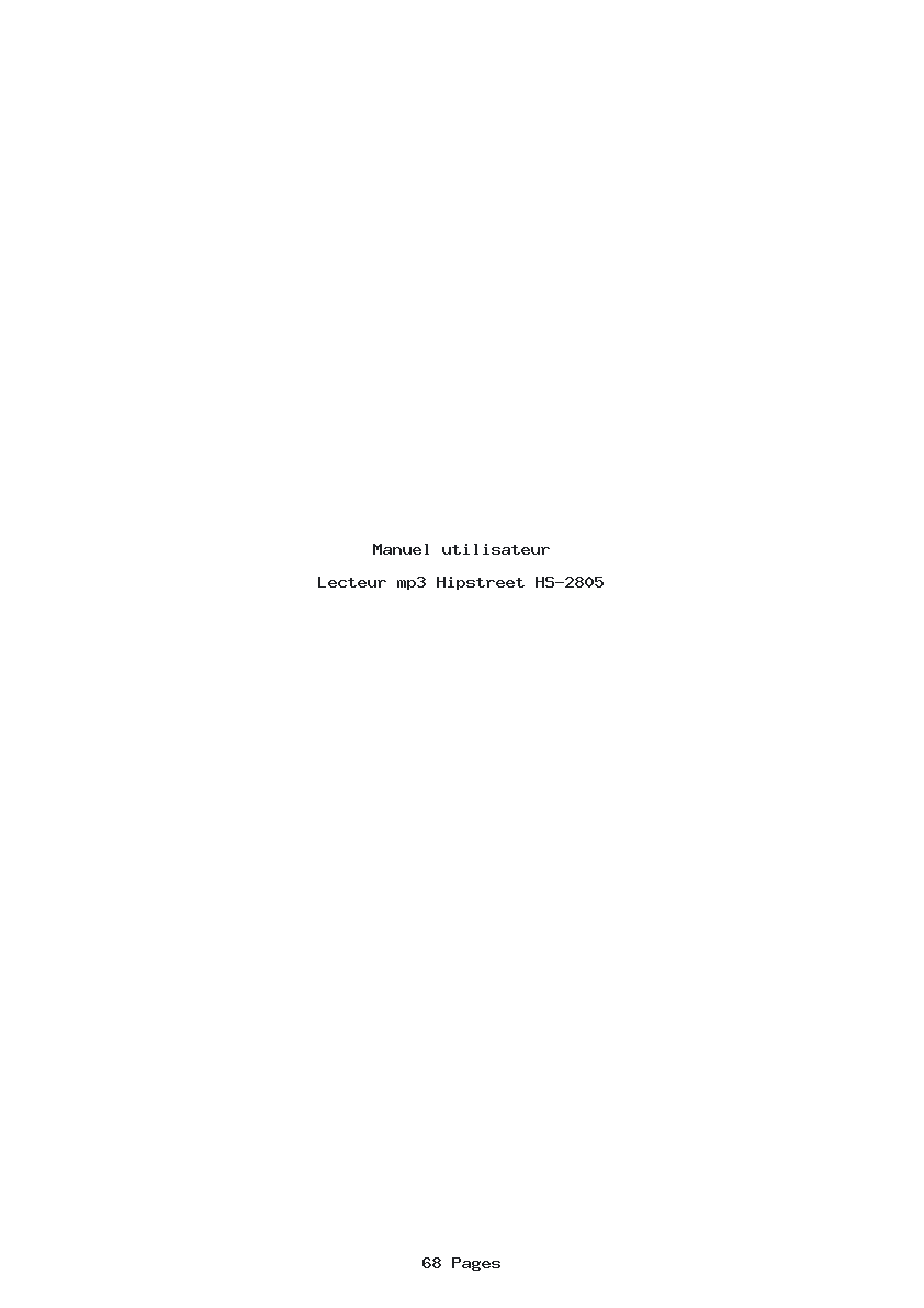 Page 1 de la notice Manuel utilisateur Hipstreet HS-2805