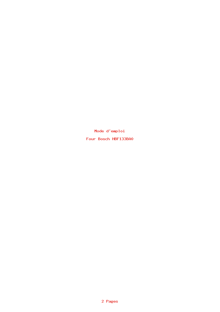 Page 1 de la notice Mode d'emploi Bosch HBF133BA0