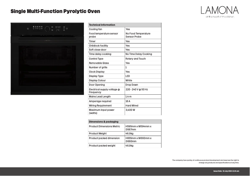 Página 1 del manual Ficha técnica Lamona LAM3712