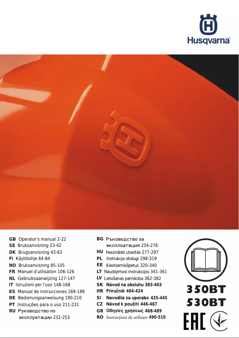 Page 1 of the manual User Manual Husqvarna 350BT