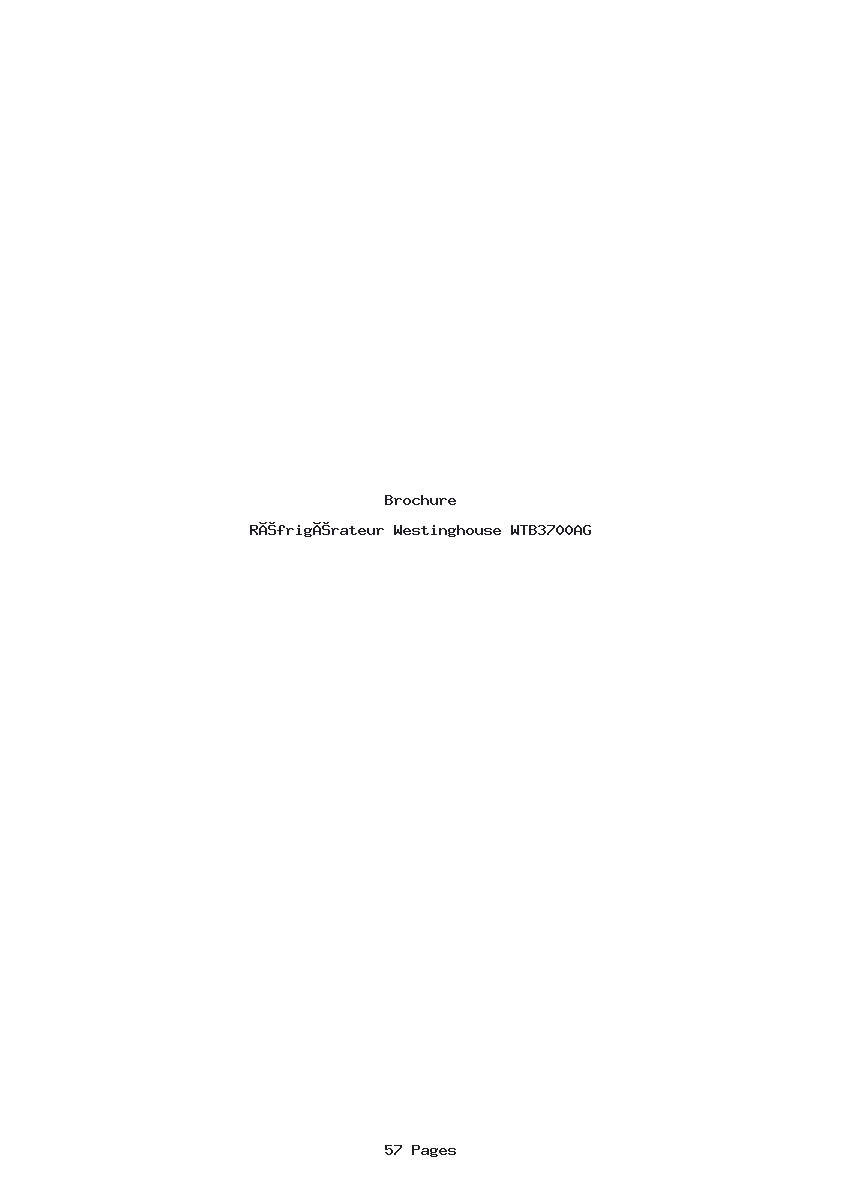 Page 1 de la notice Brochure Westinghouse WTB3700AG