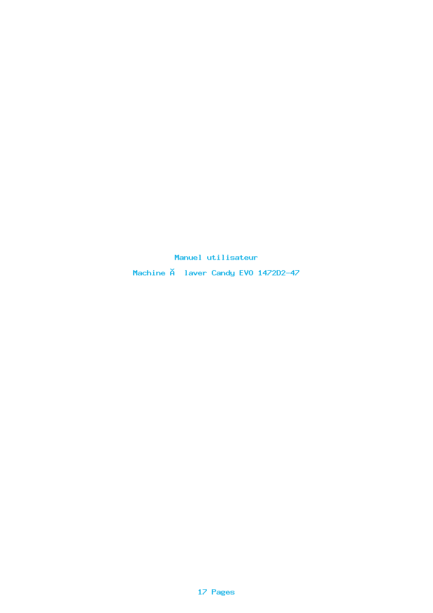 Page 1 de la notice Manuel utilisateur Candy EVO 1472D2-47
