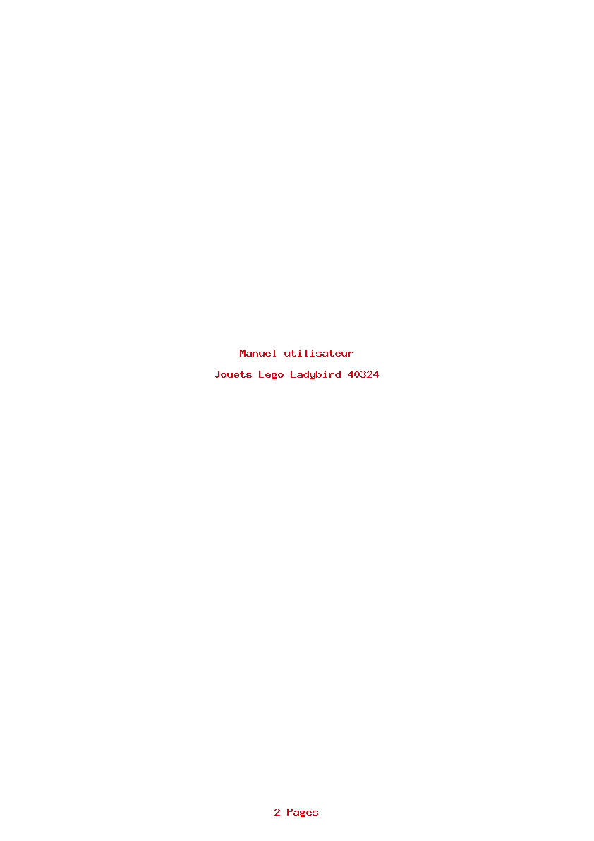Page 1 de la notice Manuel utilisateur Lego Ladybird 40324