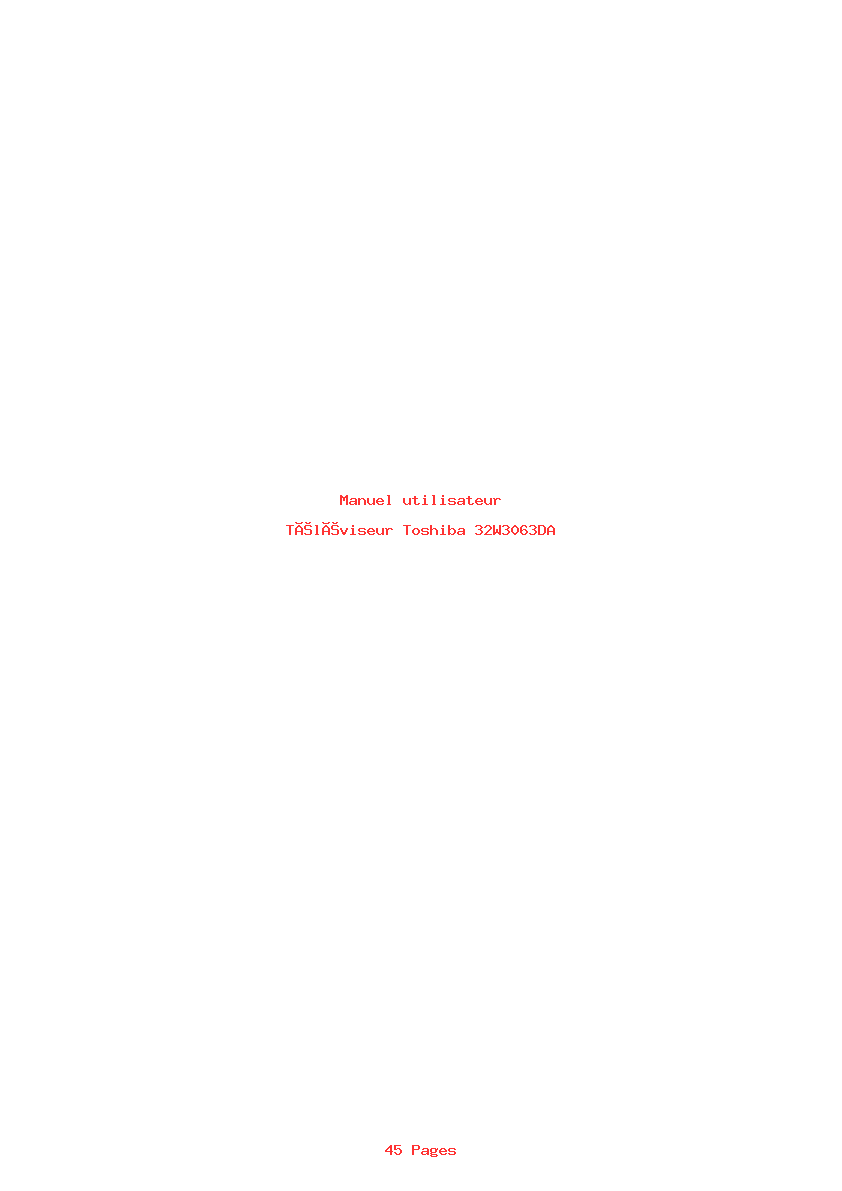 Page 1 de la notice Manuel utilisateur Toshiba 32W3063DA