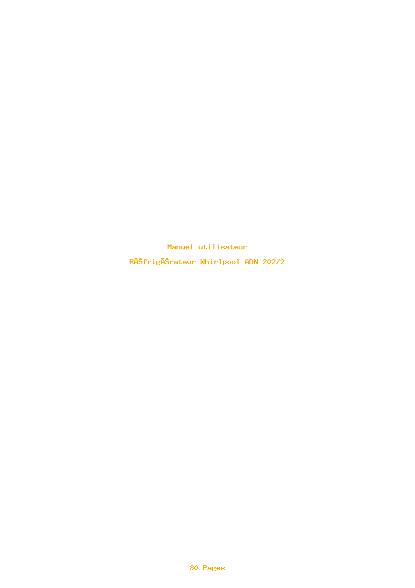 Page 1 de la notice Manuel utilisateur Whirlpool ADN 202/2