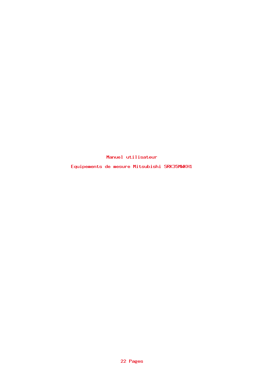 Page 1 de la notice Manuel utilisateur Mitsubishi SRK35MWKH1