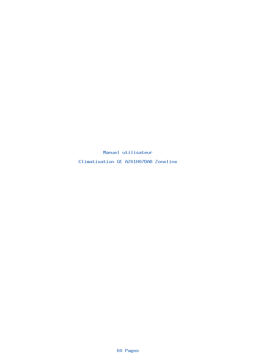 Page 1 de la notice Manuel utilisateur GE AZ61H07DAB Zoneline