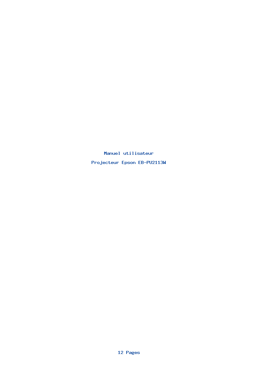Page 1 de la notice Manuel utilisateur Epson EB-PU2113W