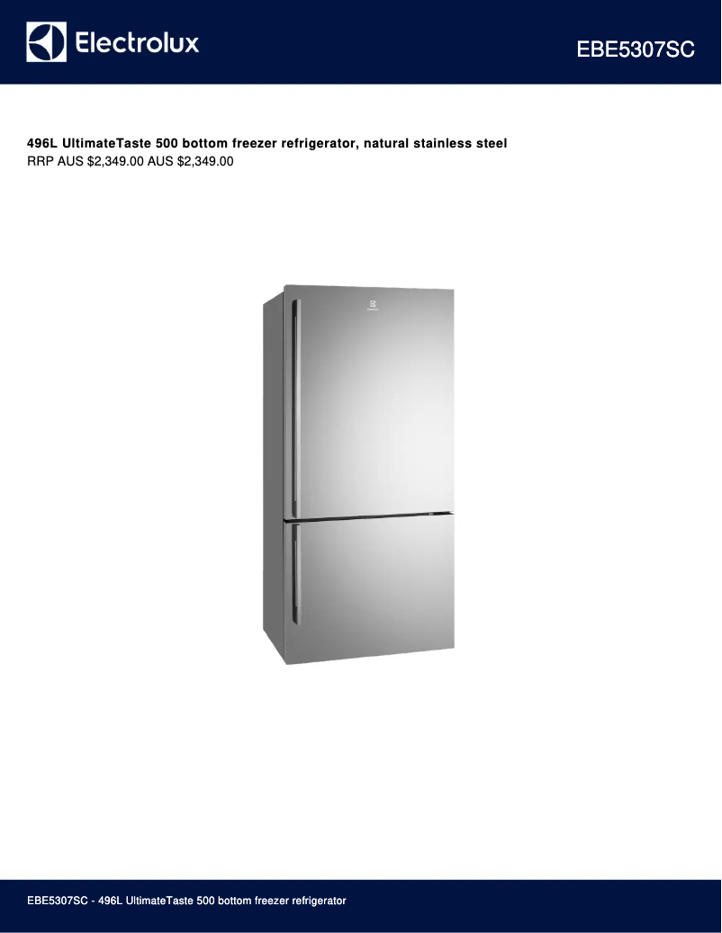 Página 1 del manual Ficha técnica Electrolux EBE5307SC