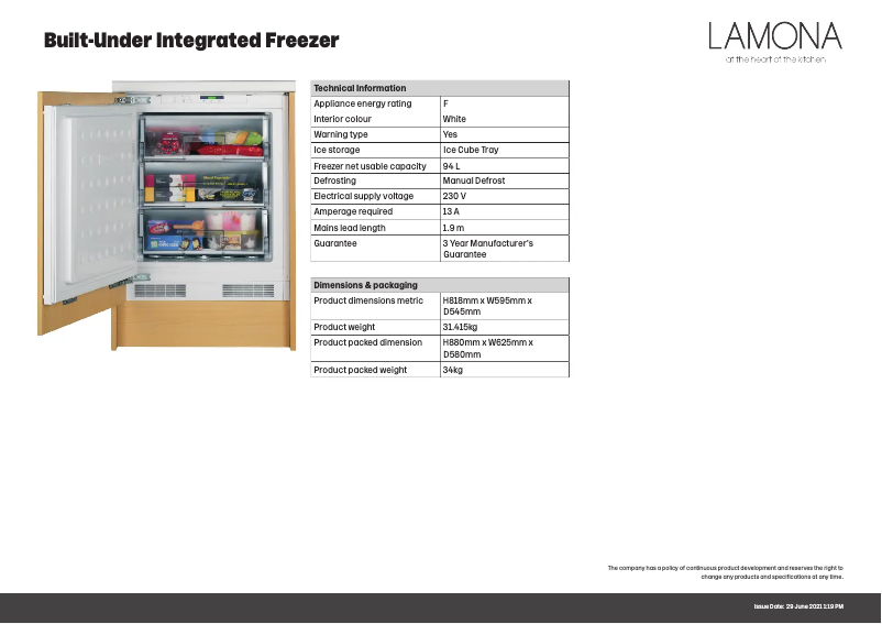 Página 1 del manual Ficha técnica Lamona LAM6401