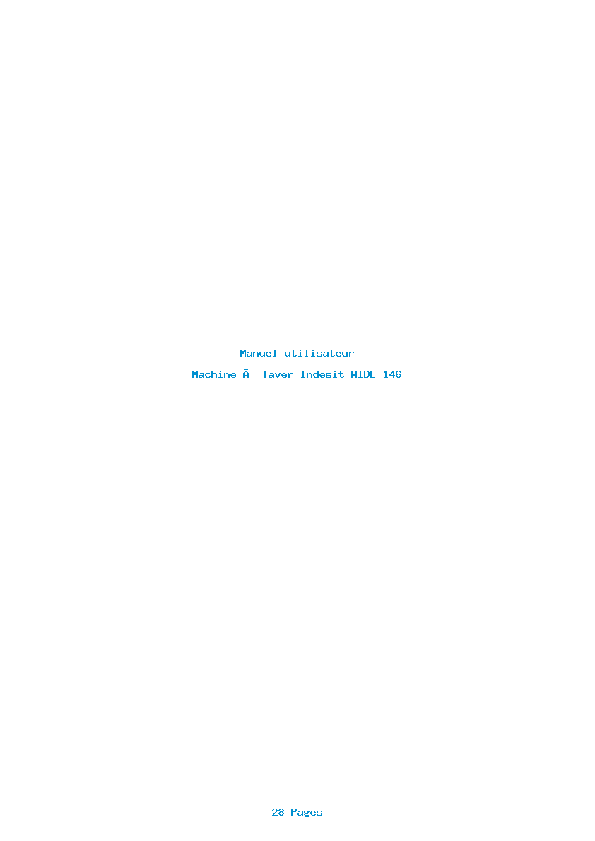 Page 1 de la notice Manuel utilisateur Indesit WIDE 146